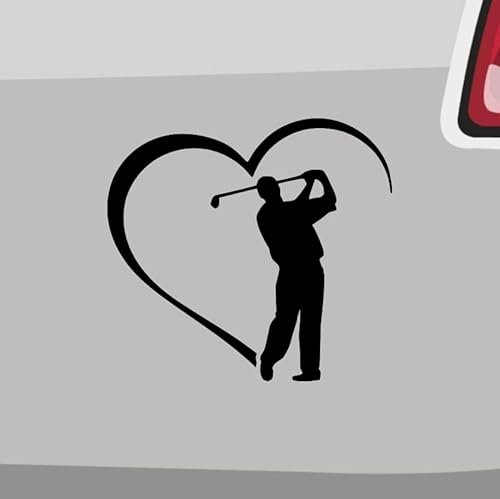 Golfspieler Herz Aufkleber 6 Größen 21 Farben- Handicap Birdie Tee Bogey Driver