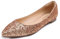 Feversole Damen Klassische Ballerinas Profilsohle Glänzende Paillette Flach Punkt Punkt glänzend Roségold 37.5