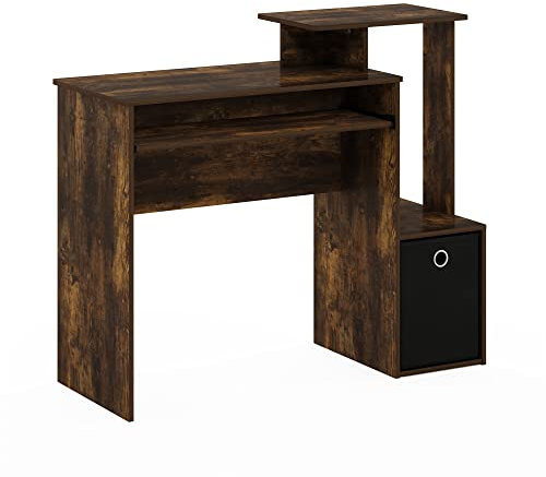Furinno 12095APBK Mehrzweck Home Office Computer Schreibtisch, PC-Tisch, Bürotisch mit Ablage, Technisches Holz, Bernsteinkiefer/Schwarz, 39.9 (D) x 100.1 (W) x 86.6 (H) cm