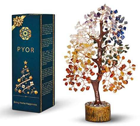 Arbre de vie à 7 chakras, arbre en cristal avec énergie positive – Décoration en pierres précieuses et pierres pour les amateurs de chakras