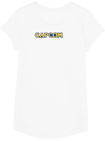 Capcom Herren T-Shirt Schwarz Cartoon Logo Crew Neck Kurzarm S EU Klein