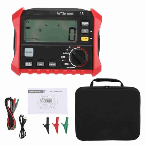 Schleifenwiderstandsprüfgerät, HT5910 45Hz 65Hz 0V 440V RCD Schleifentest Vollständiger automatischer Bereich RCD Widerstandsprüfgerät Multifunktional zur Stromkreiserkennung Tester und Detektor