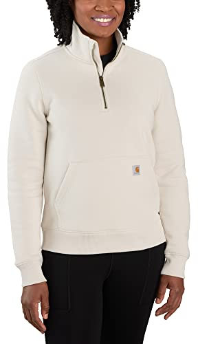 Carhartt Damen Sweatshirt mit halbem Reißverschluss und Rundhalsausschnitt - lockere Passform - Lange Ärmel Farbe: Malt, L