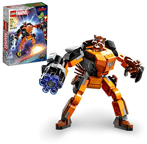 LEGO Marvel Rocket Mech Armor Set 76243, Guardians of the Galaxy Racoon Baubare Actionfigur Spielzeug, Avengers Sammlerstück, Geschenkidee für Kinder ab 6 Jahren