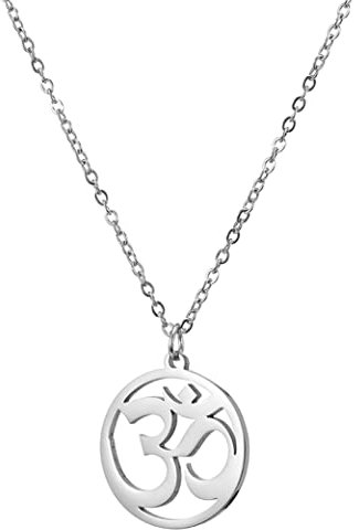 UNIFT Halskette für Frauen- Aum Om Ohm Sanskrit Symbol Perlen Charme Halskette Hinduismus Yoga Sanskrit Amulett Schmuck (silver)