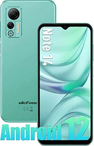Ulefone Smartphone Pas Cher 4G, Note 14 Telephone Portable Pas Cher Android 12 4500mAh (7Go RAM+16Go ROM/SD-128Go, Écran 6.52 HD+, 8MP+5MP, Smartphone Dual SIM) Face ID/2Ans de Garantie
