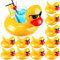 12 Pieces Drink Floats Inflatable Drink Floats Reusable Cute Drink Holder Set Inflatable Float Cup Coasters for Pool Party Hot Tubs Lakes Oceans for Boys Girls Adults Summer Pool (Duck)