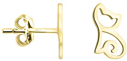 SOFIA MILANI - Damen Ohrringe 925 Silber - vergoldet/golden - Katzen Ohrstecker - E2004