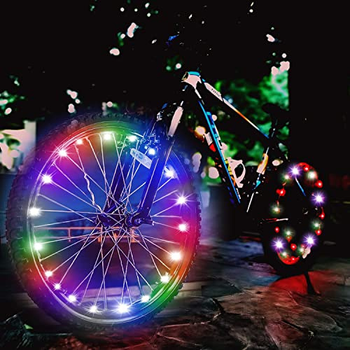 balabaxer 2 pack colorful LED Waterproof Bike Wheel Light, Night Cycling Bicycle Wheel Light, 3 Lighting Modes,Easy Install (with Battery)