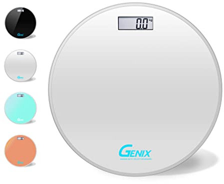 Digitale Personenwaage mit Präzisionssensor, professionell, ultradünn, aus gehärtetem Glas, mit LCD-Display, max. 180 kg, rund