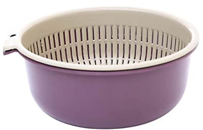 Juego De Tazones De Colador De Colador De Cocina Grande, Cesta De Lavado De Frutas Y Verduras De Plástico De Doble Capa, Tazones De Drenaje Para Limpieza, Mezcla De Lavado,(Small)