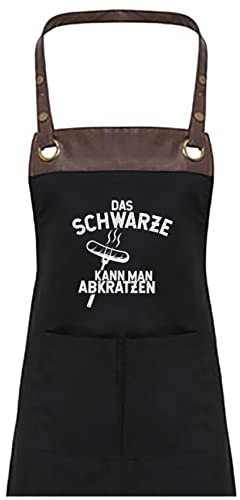 TASSENPALAST Premium Grill-Schürze mit Spruch personalisierbar mit Wunschnamen - Lustiger Spruch/Sprüche Grillschürze Lustig - Unisize (Das schwarze kann man abkratzen - Schwarz)