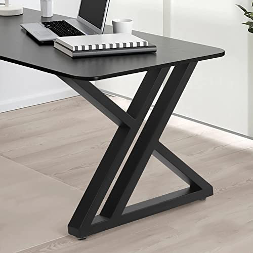 SanBouSi 2 Stück Modern Tischgestell Stahl Schwarz, X-Gestell Tischbeine Möbelfüße für Schreibtisch, Couchtisch, Esstisch, Konferenztisch - Gummipads (40 x 45cm)