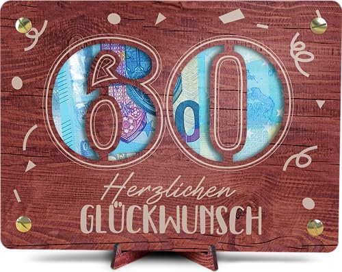 Geldgeschenke Geburtstag 60 - XL Geldgeschenk aus Holz inkl. Ständer | 60 Geburtstag Frauen, Geschenk 60., 60 Geburtstag Männer, 60. Geburtstag Geldgeschenk, Geburtstagskarte 60, 60 Geburtstag Deko