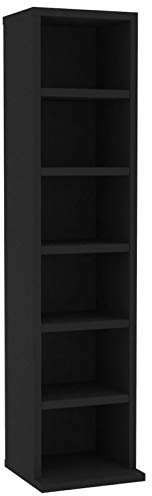 Homgoday CD Cabinet, Records Media Storage Display Shelf Organiser Unit, Bookshelf Stand Bookcase Cupboard for Living Room Furniture Black 21x20x88 cm Engineered Wood