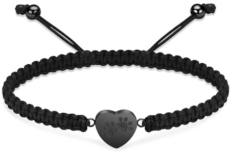AIWENXI Herz Einäscherung Urne Armband für Asche Edelstahl Paw Print Anhänger Keepsake Schmuck einstellbare geflochtene Armband Armreif Haustier Hund Katze Memorial Geschenk für Frauen