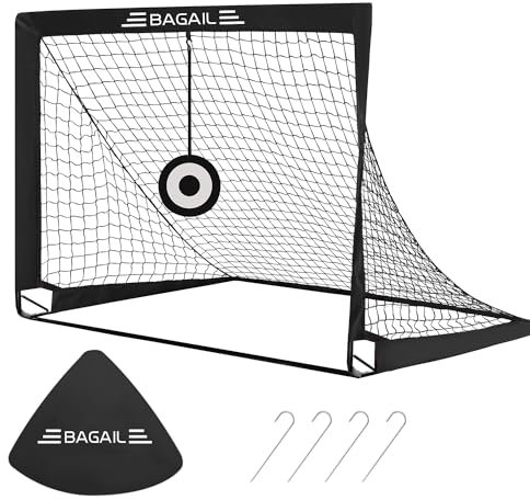 BAGAIL Portería de fútbol, Red de fútbol desplegable con portería, piquetas y Bolsa de Transporte portátil, fácil de Montar, Ideal para Entrenamiento en el jardín y Partidos recreativos.