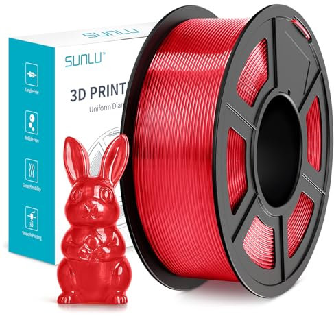 SUNLU PVB Filament 1,75mm, 3D Druckerfilament, IPA-Alkoholpolitur für ein Glasähnliches Finish, Glatte Textur, 3D Druckfilament PVB Passend für die Meisten FDM 3D, 1kg Spule, Transparentes Rot