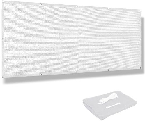 Brise Vue pour Balcon 50 x 300 cm Revêtement et Pare Vue de Balcon Protection Ecran D'Intimité Extérieur avec Attaches de Câble, Facile a Poser pour Balcon Jardin Patio Terrasse, Blanc