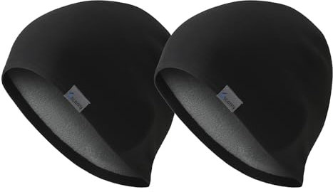 Oscenny Sportmütze Superleicht,Weich Warm Nur 1mm Dicke Laufmütze,Fahrrad Mütze Thermofleece zum Laufen,Radfahren,Joggen,Ski,Klettern,Moto für Herren Damen Herbst Winter (Black/Black)