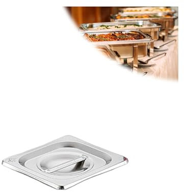 NJDQFA Gastronormbehälter,Zubehör Für Dampfgarer Dampfbacköfen,Edelstahl Restaurantbedarf Wiederverwendbar Dampf Hotel Wasserpfanne,1/6(17.5 * 16.2cm),Closed lid
