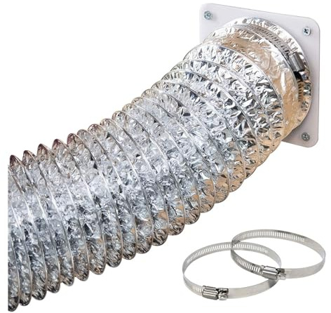 Flexible Hose Diameter 80/100/120/150/160/170/180/200/250/300mm Ventilation Air Ducting Flexible Vent Hose Pipe 2 Stainless Steel Clamps Include Cooker Hood Extractor Fan Air Conditioner Hose(2m,160mm