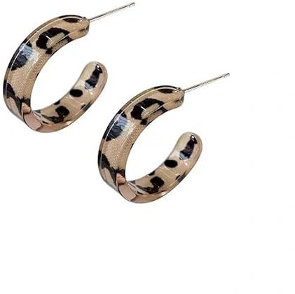 fdsmall Leopard Hoop Ohrringe mit Schildpatt Acryl Geometrischem Kreis Harz Mottled Statement Design Hoop Studs Schmuck für Frauen