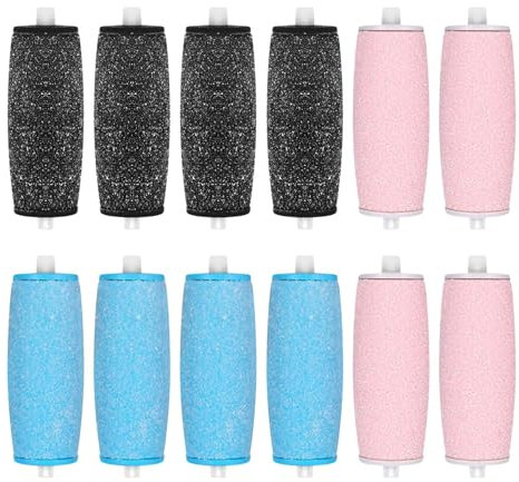 Lot de 12 Rouleaux de Remplacement, Pieds Remplacement Rouleaux Têtes Recharges, 3 Niveaux de Rugosité, pour Éliminer les Callosités et Adoucir les Pieds, Convient pour les soins personnels