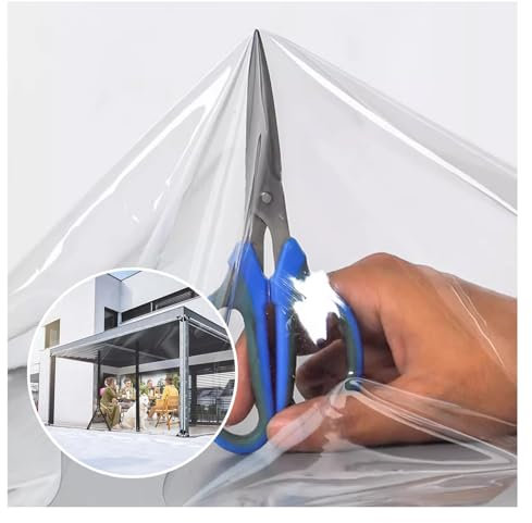 QWEASDF Outdoor Tarp Curtains with Zipper Door, 0.5mm Waterproof Thicken PVC Clear Plastic Tarp with Zipper Door, Clear Tarp with Grommets for Gardening Farming Nursery(H2.1xW9m/H6.8xW29.5ft)