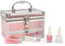 Verybella Makeup Case with Handle, 20 x 13 x 14 cm, Inner Tray and Drawer for Jewellery, Includes 1 Palette of 8 Different Eyeshadows, 2 Applicators, 2 Peel-Off Nail Polish, 2 Lip Gloss, pink