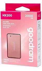 goodram - SSD Externe - HX200 - USB Type C + A - Interface USB 3.2 Gen. 2 Haute Vitesse - pour PC, Ordinateurs Portables, Smartphones - 2TB - Rose Gold