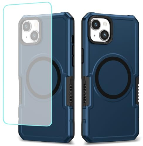 Wanyuexes Cover per iPhone 13 Case, Apple 13 6.1 Vetro Temperato, Compatibile con MagSafe Custodia per iPhone 13 bleu