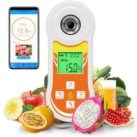 Digitales Brix-Refraktometer, YINMIK Brix Messgerät mit 0-60%, Refraktometer, automatische Temperaturkompensation, Smart Brix-Refraktometer für Obst, Gemüse, Home Wein & Bier Brauen