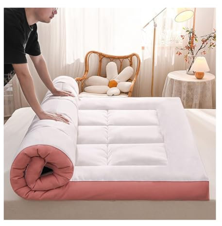 Premium Natural Soybean Fiber Overfilled Mattress Topper Queen King Size Down Feather Extra Thick Pillow Top Mattress Pad Breathable & Foldable Bed Futon Mattresses Super King 180 * 200cm Rose