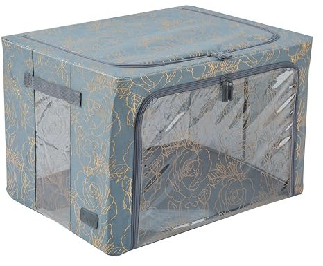Periea ‘Sadie’ Folding Collapsible Stackable Fabric Home Storage Boxes with Steel Frames (Metallic Floral)