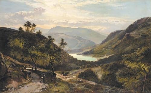 PSVDCTOO Vintage Wanddeko Bilder Poster Wandbild der Weg hinunter zum Lake North Wales Sidney Richard Percy Poster Wandbild Deko für Zimmer 60x90cm