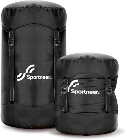 Sportneer Nylon Compression Stuff Sack for Sleeping Bag, Sleeping Bag Compression Sack Lightweight for Camping Outdoor Hiking Backpacking Travelling (no sleeping bag)