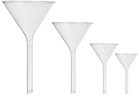 STOBAZA Glastrichter Kurzer Stiel 4-Teiliges Set Kleine Glastrichter Für Labor Und Küche Einfülltrichter Für Flüssigkeiten Essenzen Und Extrakte Für Winzige Fläschchen