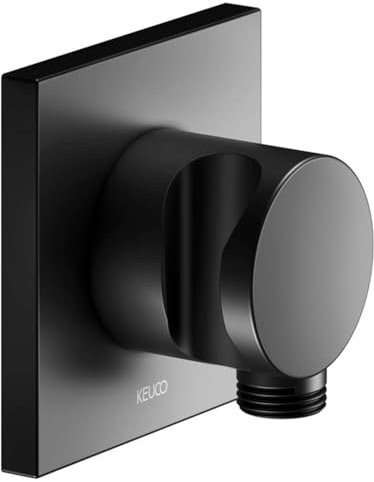 Keuco Schlauchanschluss IXMO schwarz matt, mit Brausehalter, eckig