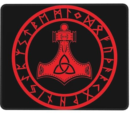 Mouspad Wikinger Nordische Mythologie Heidnische Magische Rune Gaming Mauspad Mit Vernähte Kanten Tischunterlage Mouse Pad For Gamer Arbeit Gaming 25X30Cm