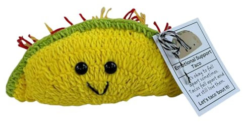 Qsvbeeqj Weiche Häkel-Taco-Puppen, beruhigendes Handarbeit, gestricktes Spielzeug für emotionale Unterstützung, Ermutigung, Ornament