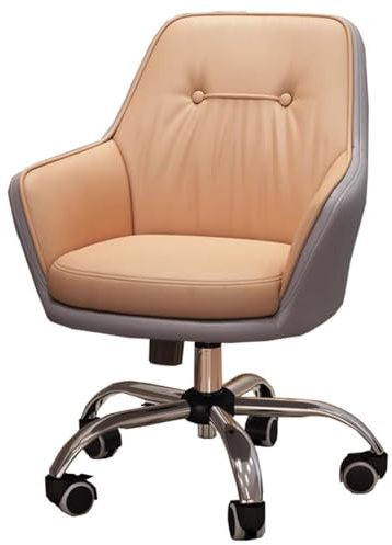 ZJYIGOWL Bürostuhl Drehbarer Computerstuhl Mit Weichen Armlehnen Verstellbarer Gepolsterter Chefsessel Für Zu Hause Bequeme Frisierstühle Für Das Schlafzimmer(Khaki)