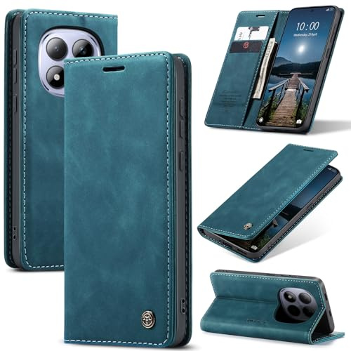 Phernykas Funda para Xiaomi Redmi Note 15 Pro 5G Libro Case, Cierre Magnético Función Soporte Bloqueo RFID Proteccion Flip Wallet Carcasa Móvil para Xiaomi Redmi Note 15 Pro 5G Funda, Azul-Verde