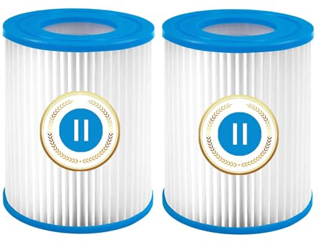 TIDGRD Cartouche Filtrante pour Piscine de Type II, 136 mm x 106 mm Cartouche filtrante de Rechange, Compatible avec Les 58094 et 58148, pour Cours intérieures et extérieures (II-2 Pcs)