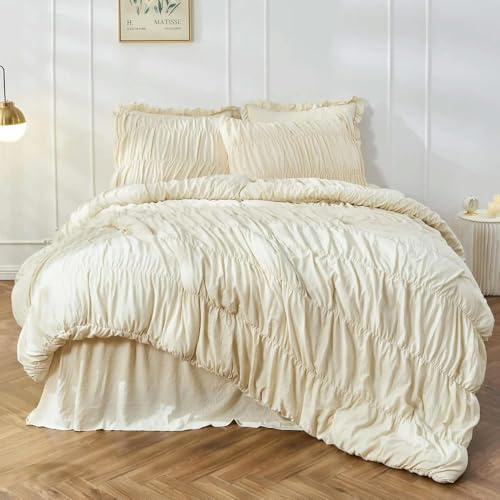 QIUMING Flauschiges Bettbezug-Set im Bohemian-Stil, knitterfrei, für alle Jahreszeiten, mit Bettbezug und Kissenbezug, Doppelbett, Queensize-Bettbezug-Set