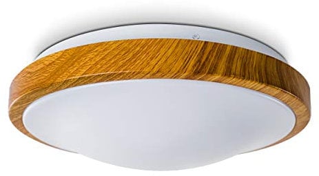 Bad Deckenlampe Sora Wood mit warmweißem Licht in Holzoptik - Deckenstrahler für Badezimmer - Flur - Küche - Innenlampe mit LED-Licht in schickem Holz-Dekor