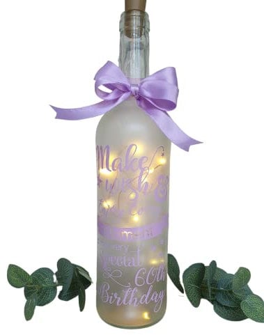 Personalised Light Up Bottle, Special Birthday 18th, 21st, 30th, 40th, 50th, 60th Special Occasion, frosted bottle