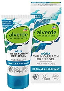 alverde Aqua 24h Hyaluron Hydro Cremegel Meeresalge für Feuchtigkeitsspendend, für normale &misch Haut (50ml Tube)