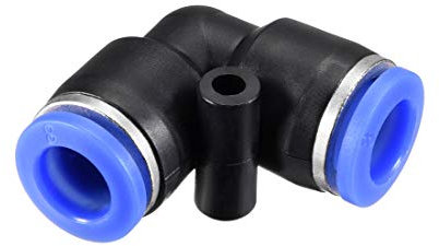 sourcing map Codo de plástico para conectar tubo de 8 mm de diámetro exterior neumático, ajuste de bloqueo de ajuste azul, 10 unidades