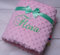 ★ Babydecke mit Namen und Datum Bestickt ★ Baumwolle ★75x100 cm ★ Füllung ★personalisiert (Hellrosa - Herzen)